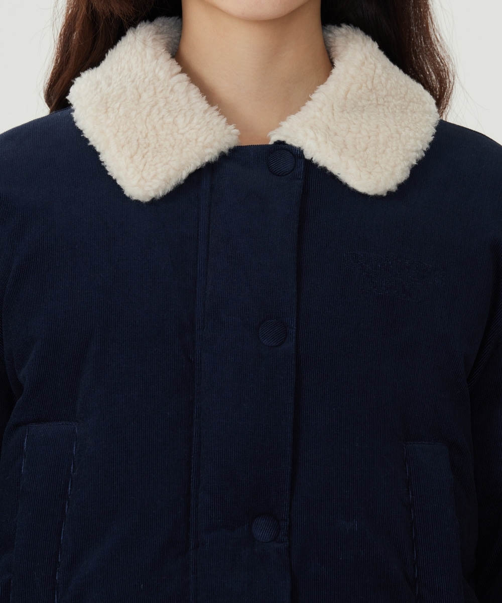 Woman Shearing Collar Corduroy Short Puffer
