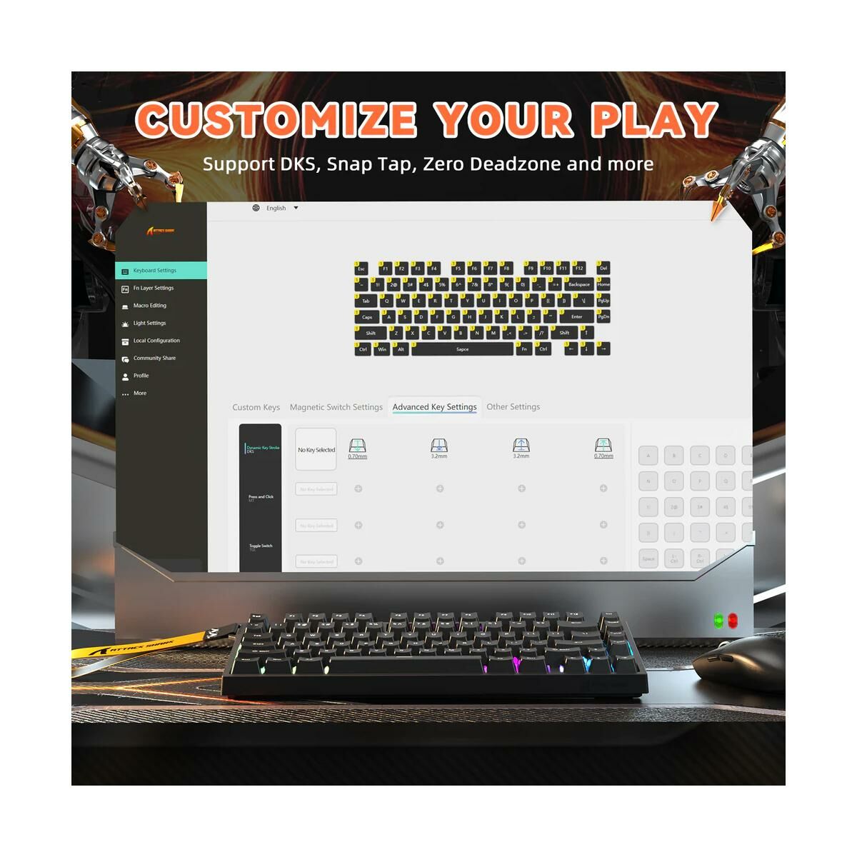 Attack Shark R82HE Wired Magnetic Switch Mechanical Keyboard Black