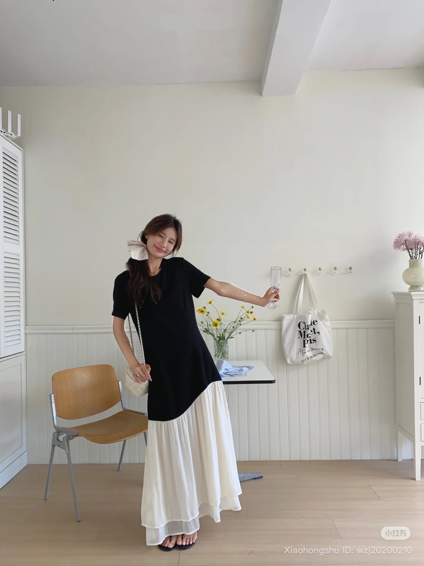 MAXI LONG BLACK TSHIRT DRESS