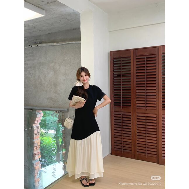 MAXI LONG BLACK TSHIRT DRESS