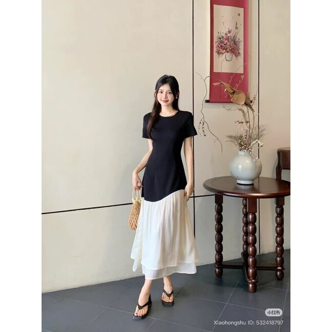 MAXI LONG BLACK TSHIRT DRESS