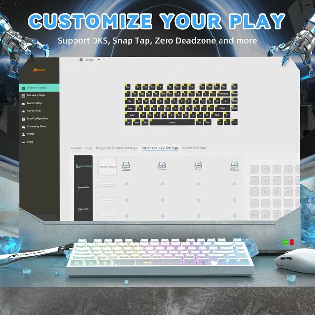 Attack Shark R82HE Wired Magnetic Switch Mechanical Keyboard White