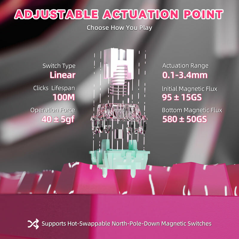 Attack Shark R82HE Wired Magnetic Switch Mechanical Keyboard Berry Red