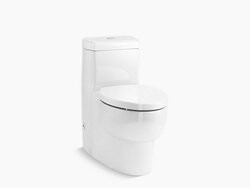 Ove™ One-piece elongated toilet with skirted trapway, dual-flush