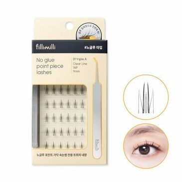 Fillimilli No-glue point lashes 01 triple A 9mm 36ea