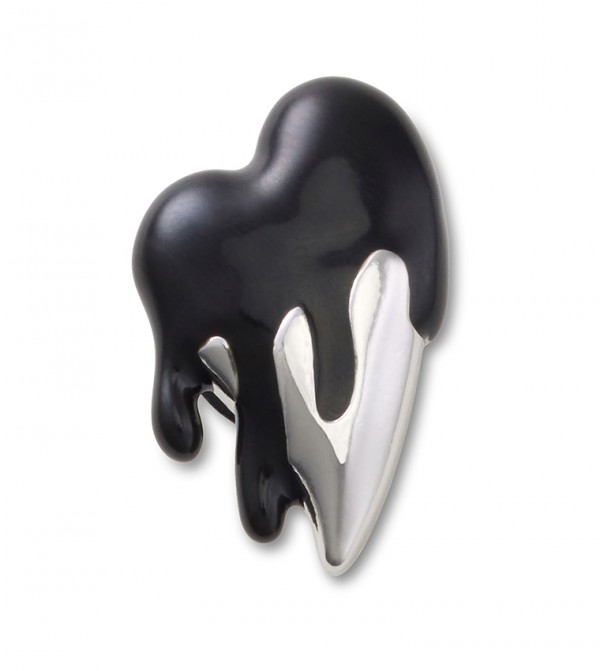 Silver and Black Enamel Heart