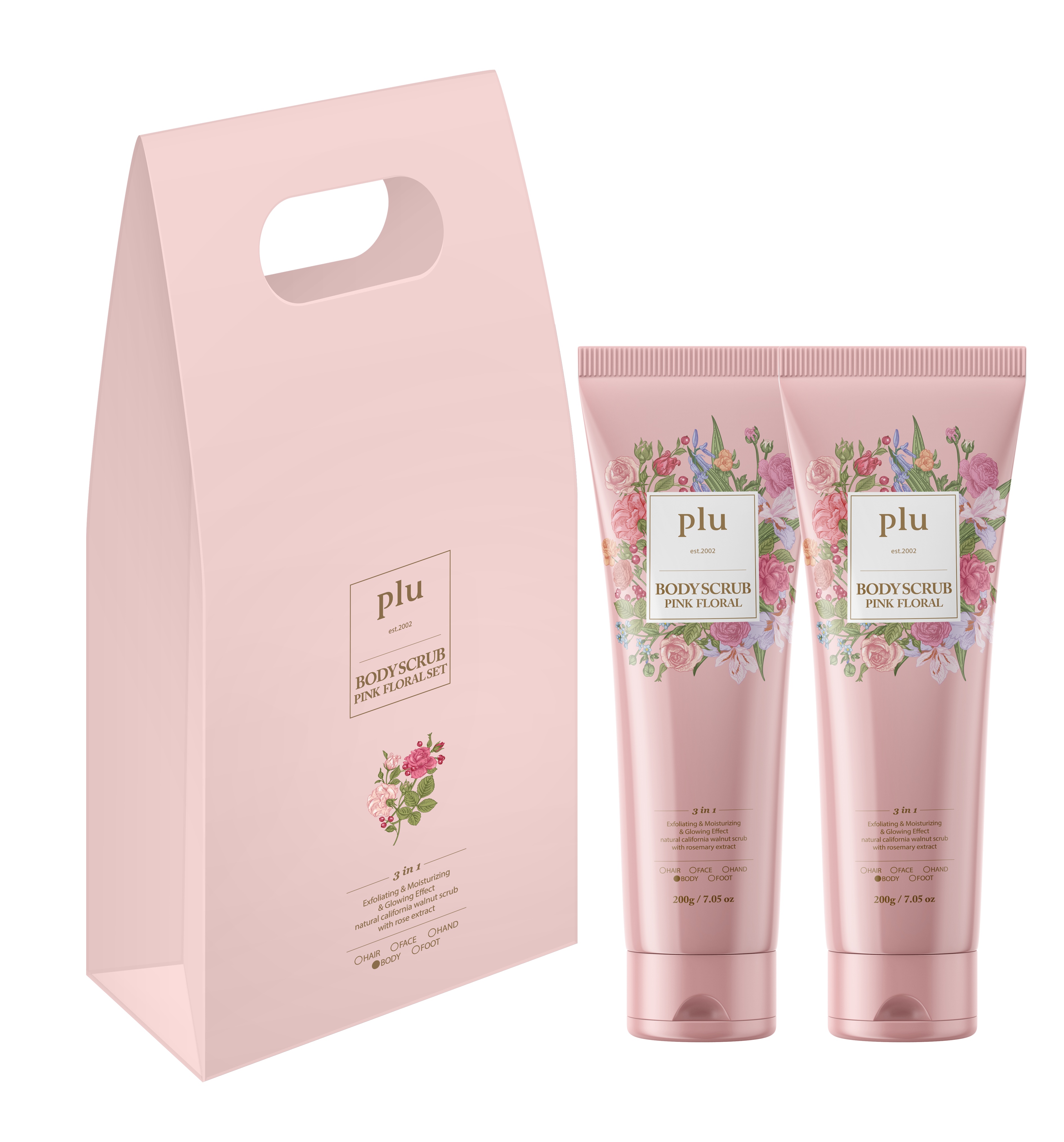 plu Body Scrub Pink Floral Set