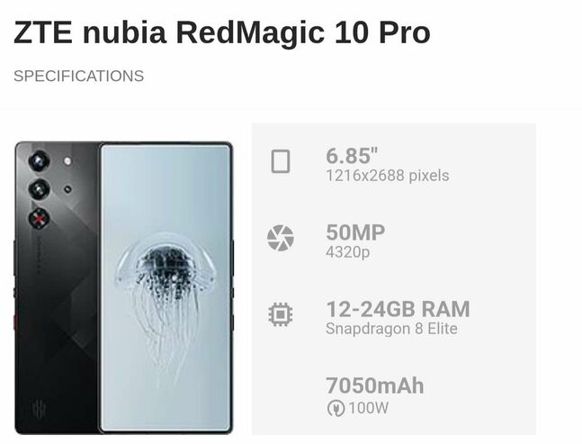 Redmagic 10 pro zarna vne:1.6