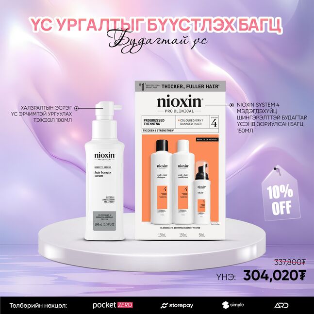 NIOXIN ҮС УРГАЛТЫГ БҮҮСТЛЭХ БАГЦ