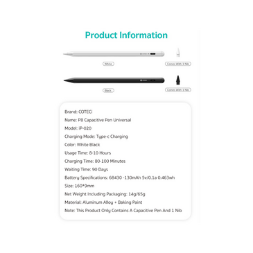 Coteci iP-020 Universal Capacitive Pen Black