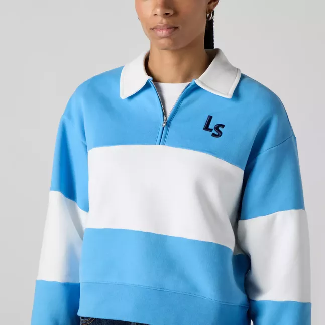 GR BANKS 1/4 ZIP COLLAR LS N AZURE BLUE