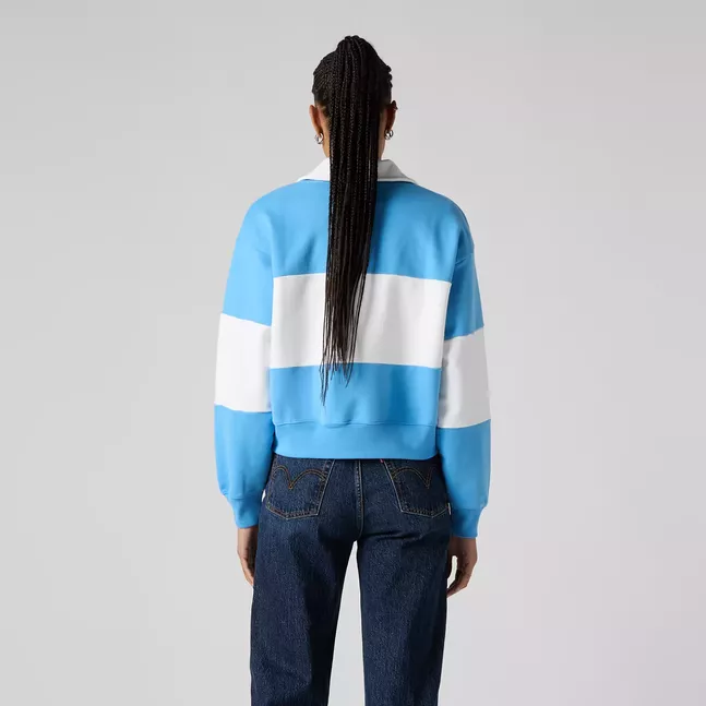 GR BANKS 1/4 ZIP COLLAR LS N AZURE BLUE