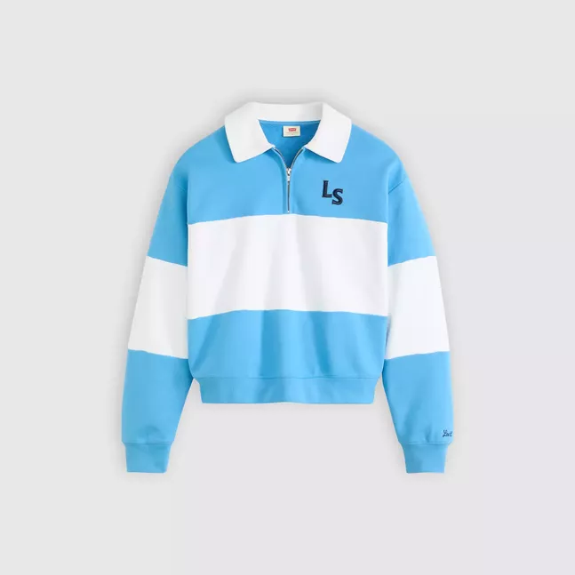 GR BANKS 1/4 ZIP COLLAR LS N AZURE BLUE