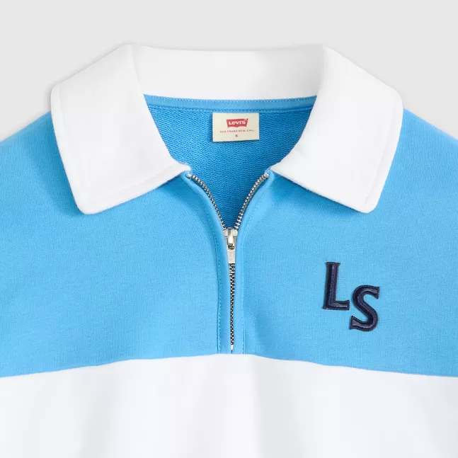 GR BANKS 1/4 ZIP COLLAR LS N AZURE BLUE