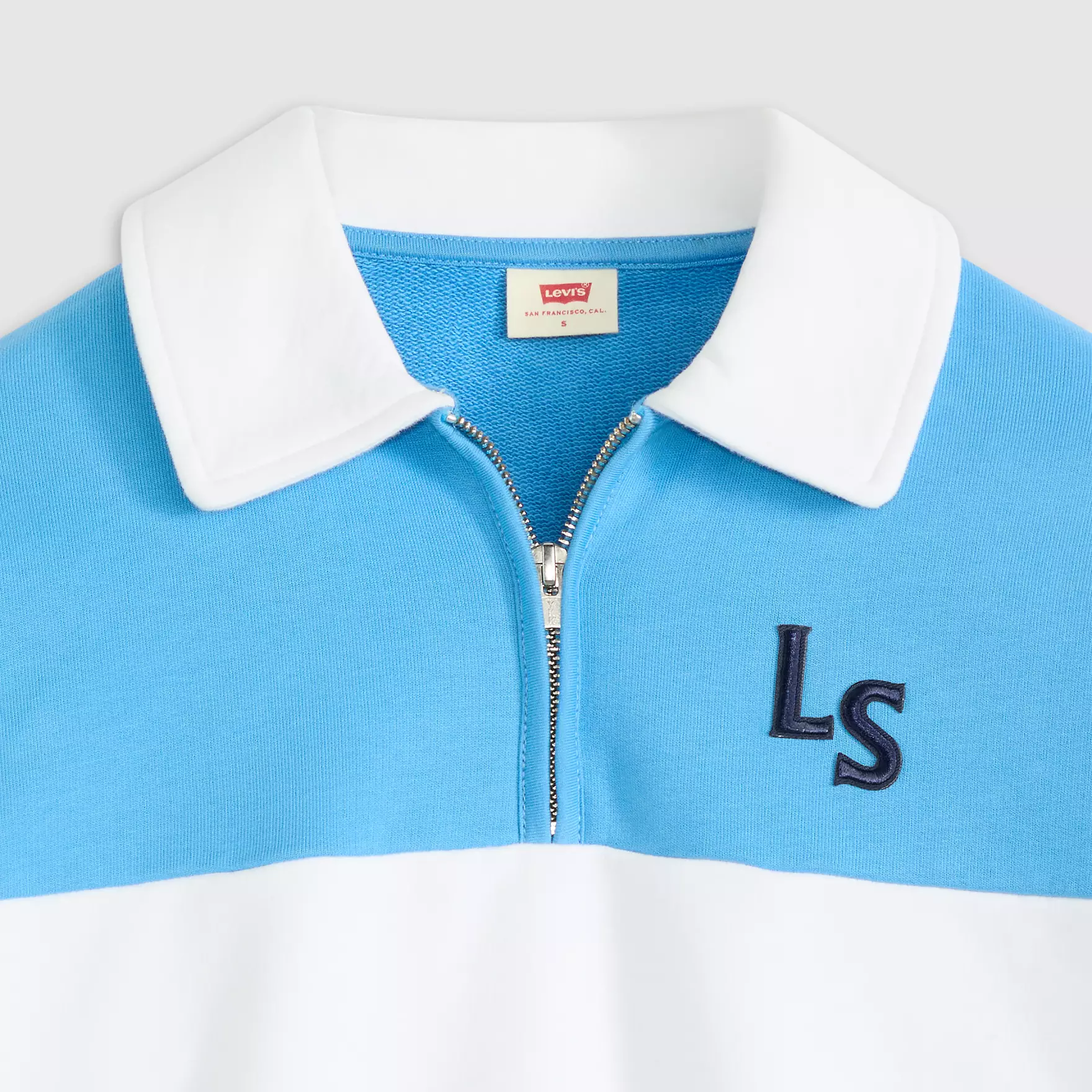 GR BANKS 1/4 ZIP COLLAR LS N AZURE BLUE