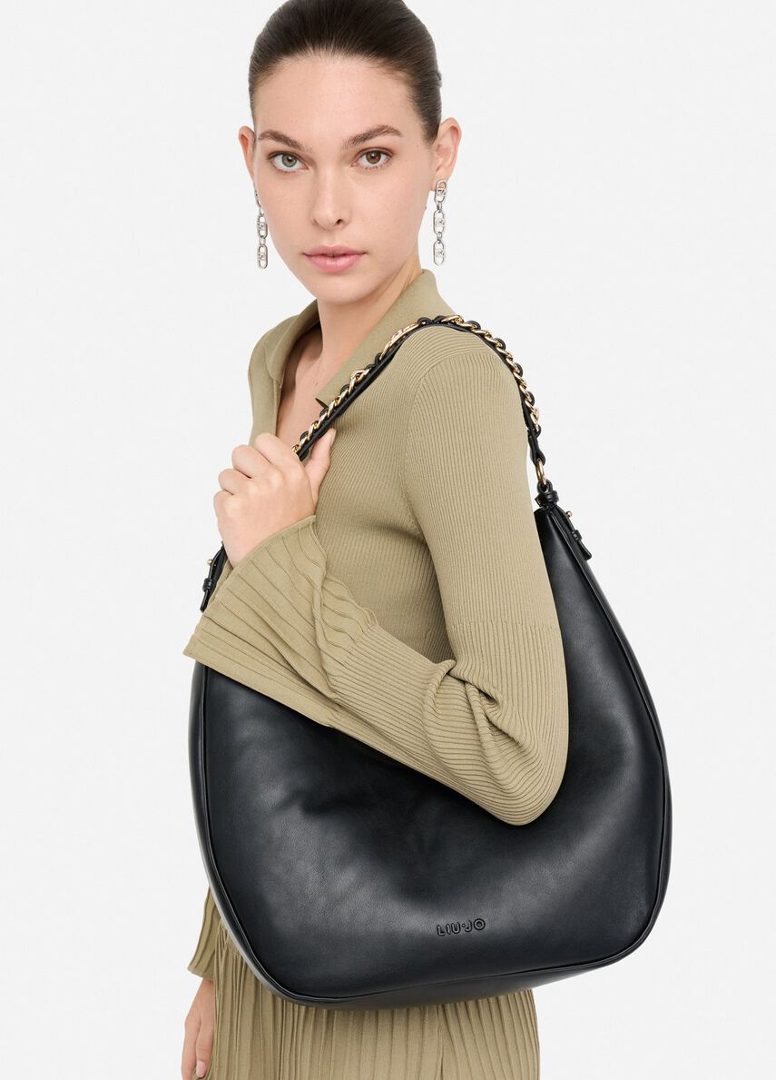 Large hobo bag with chain