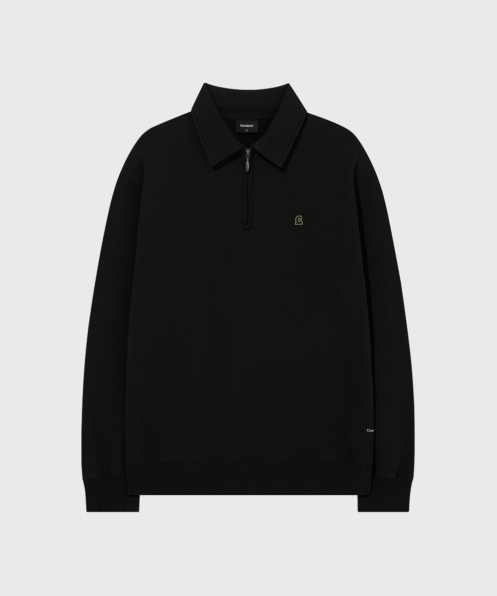 Signature Symbol Collar Half-Zip Up Black
