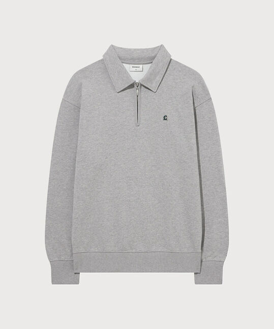 Signature Symbol Collar Half Zip-Up Melange Gray