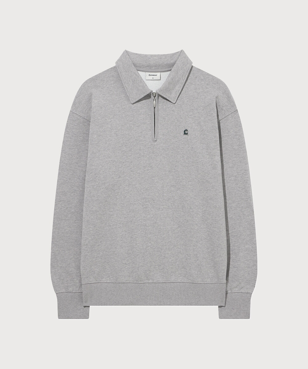 Signature Symbol Collar Half Zip-Up Melange Gray
