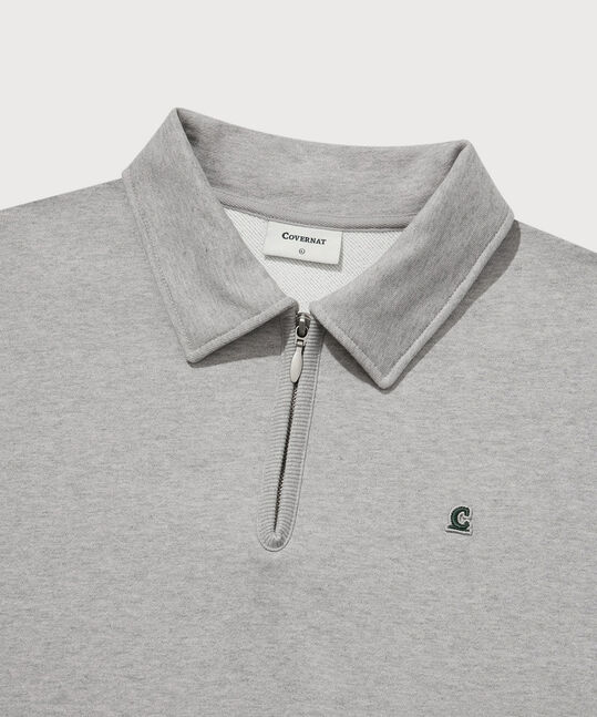 Signature Symbol Collar Half Zip-Up Melange Gray