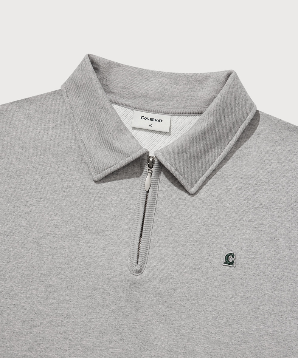 Signature Symbol Collar Half Zip-Up Melange Gray
