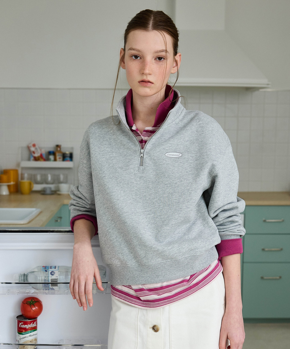 Women's Half Zip-up Melange Gray