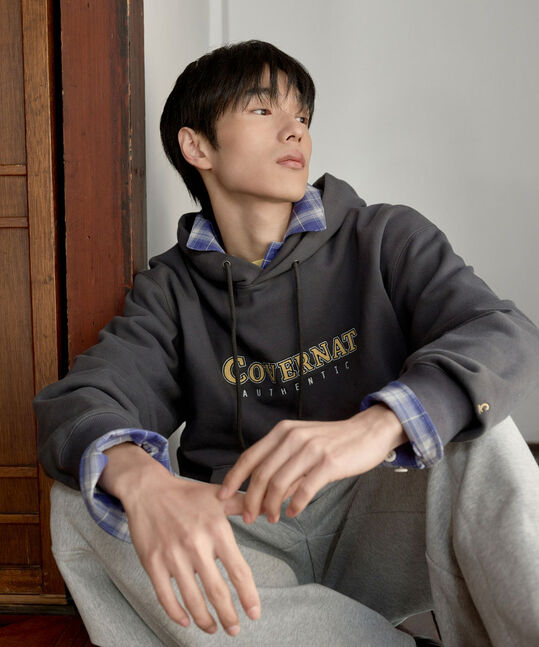 Center Logo Hoodie Charcoal