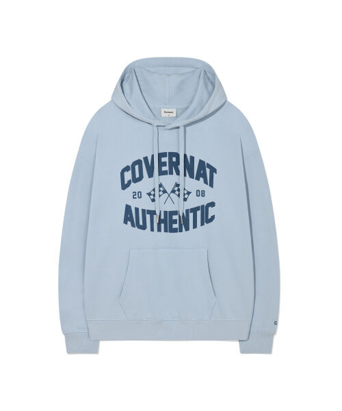 Flag Graphic Hoodie Light Blue