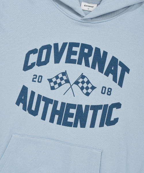 Flag Graphic Hoodie Light Blue