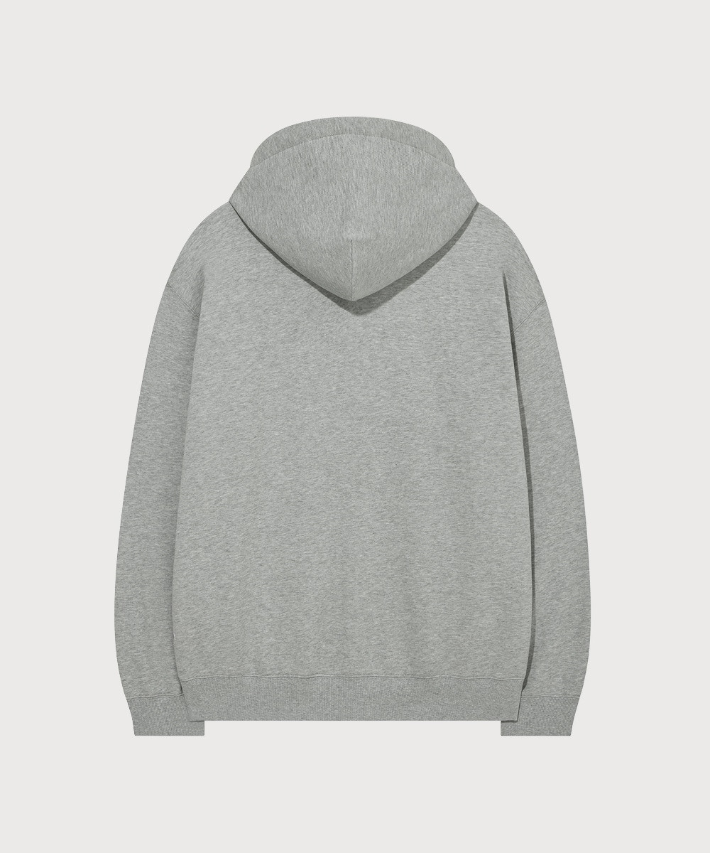 C Logo Hooded Zip-Up Melange Gray