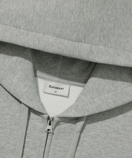 C Logo Hooded Zip-Up Melange Gray
