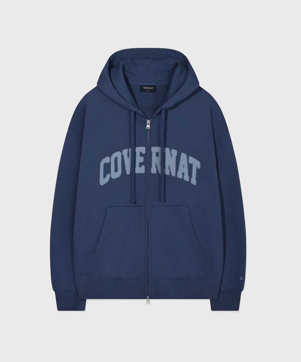 Arch logo hooded zip-up dark blue
