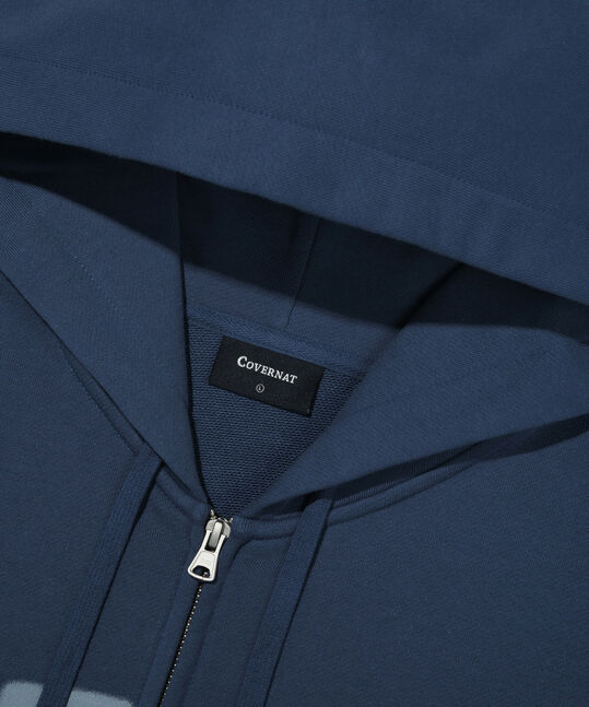 Arch logo hooded zip-up dark blue