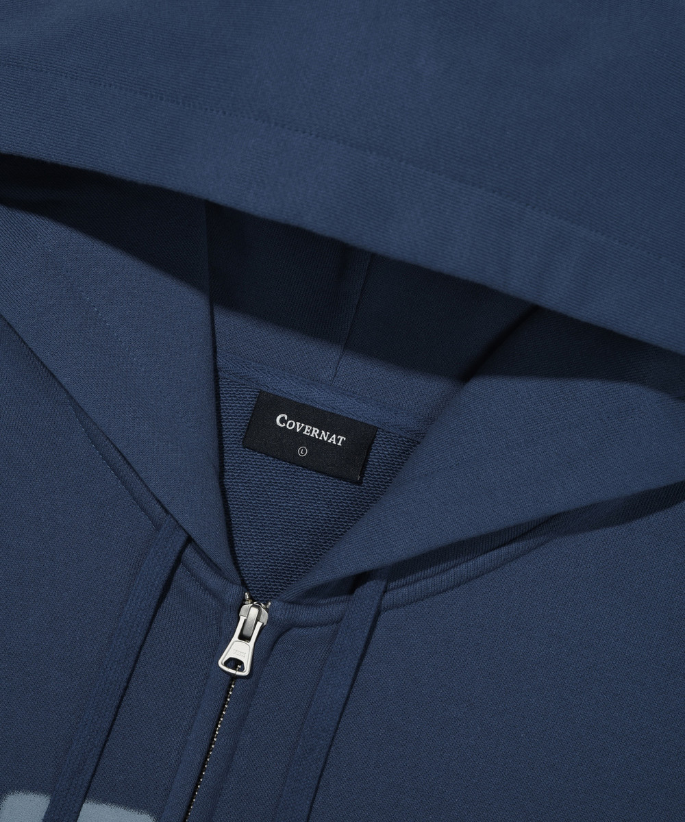 Arch logo hooded zip-up dark blue