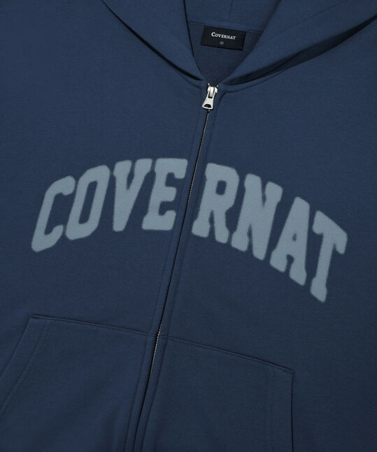 Arch logo hooded zip-up dark blue