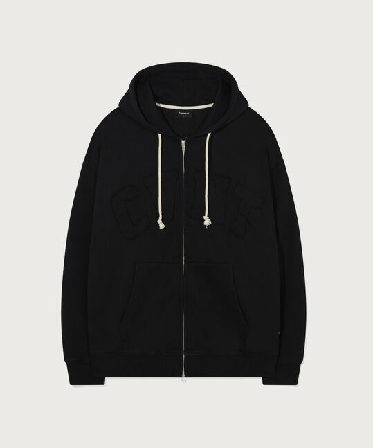 Vintage Hooded Zip-Up Black