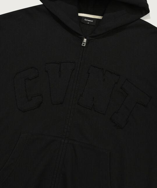 Vintage Hooded Zip-Up Black