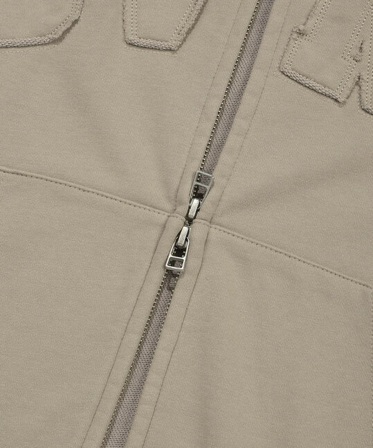 Vintage Hooded Zip-Up Light Khaki