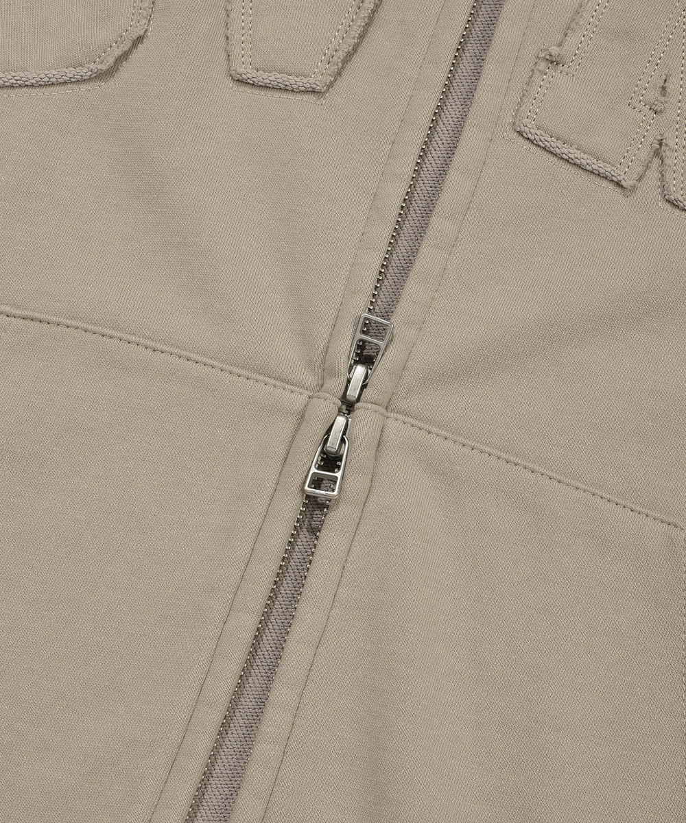 Vintage Hooded Zip-Up Light Khaki