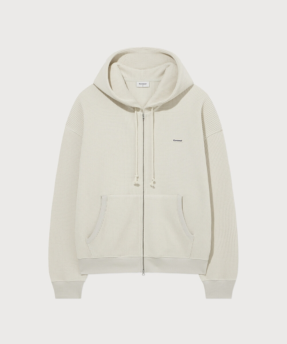 Small Logo Waffle Hoodie Beige