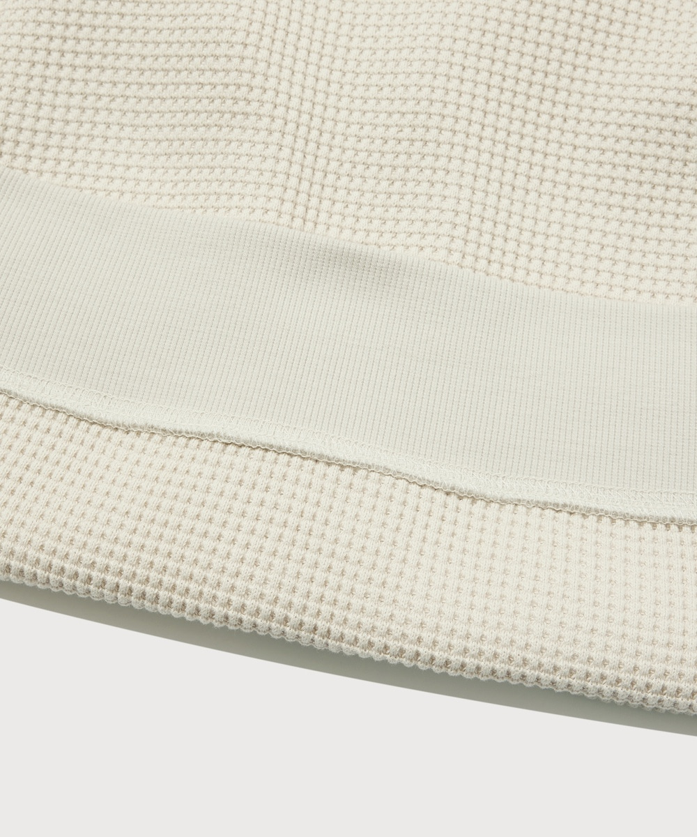 Small Logo Waffle Hoodie Beige