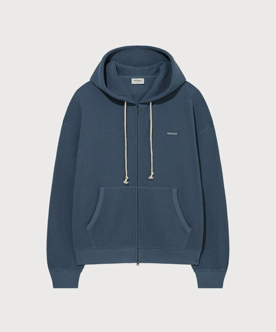 Small Logo Waffle Hoodie Blue
