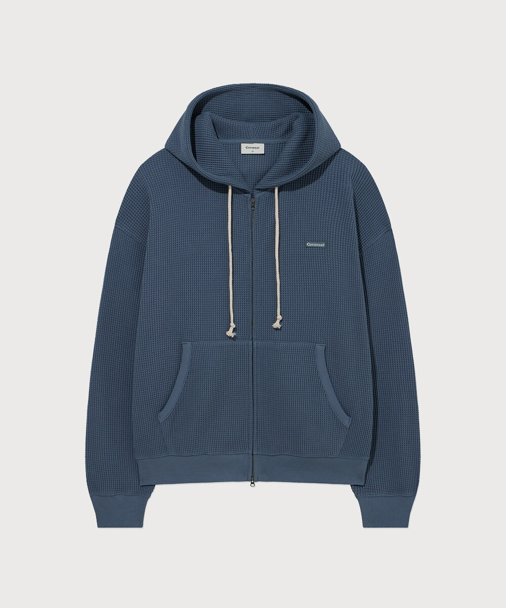 Small Logo Waffle Hoodie Blue