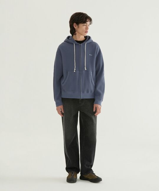 Small Logo Waffle Hoodie Blue