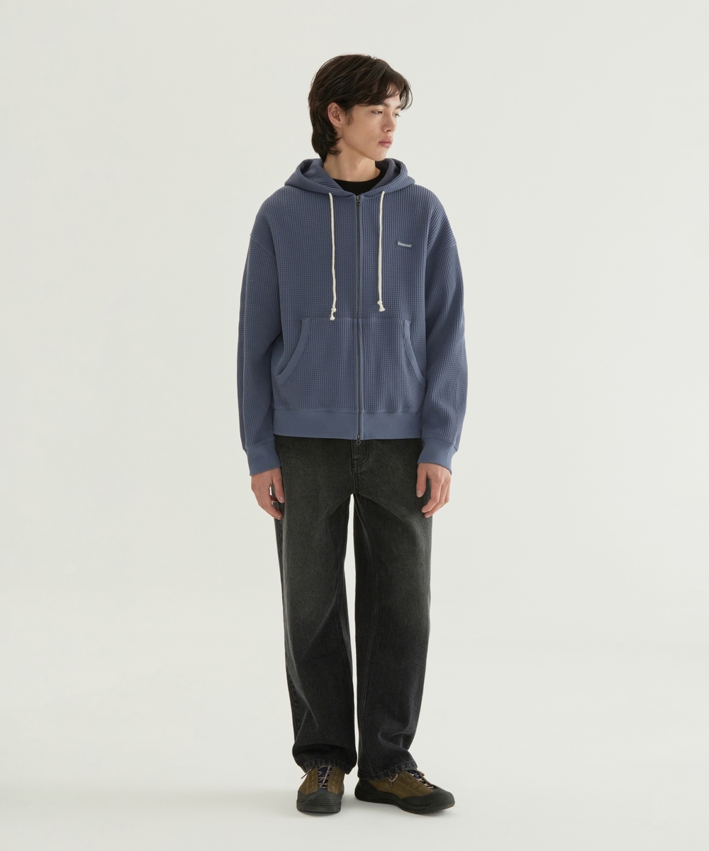 Small Logo Waffle Hoodie Blue