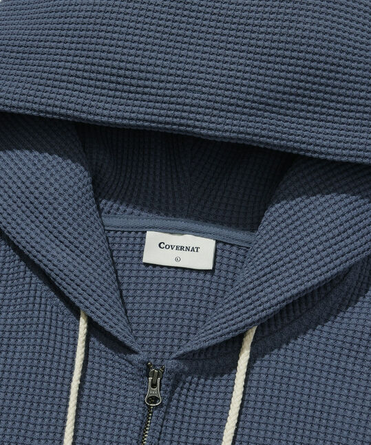 Small Logo Waffle Hoodie Blue