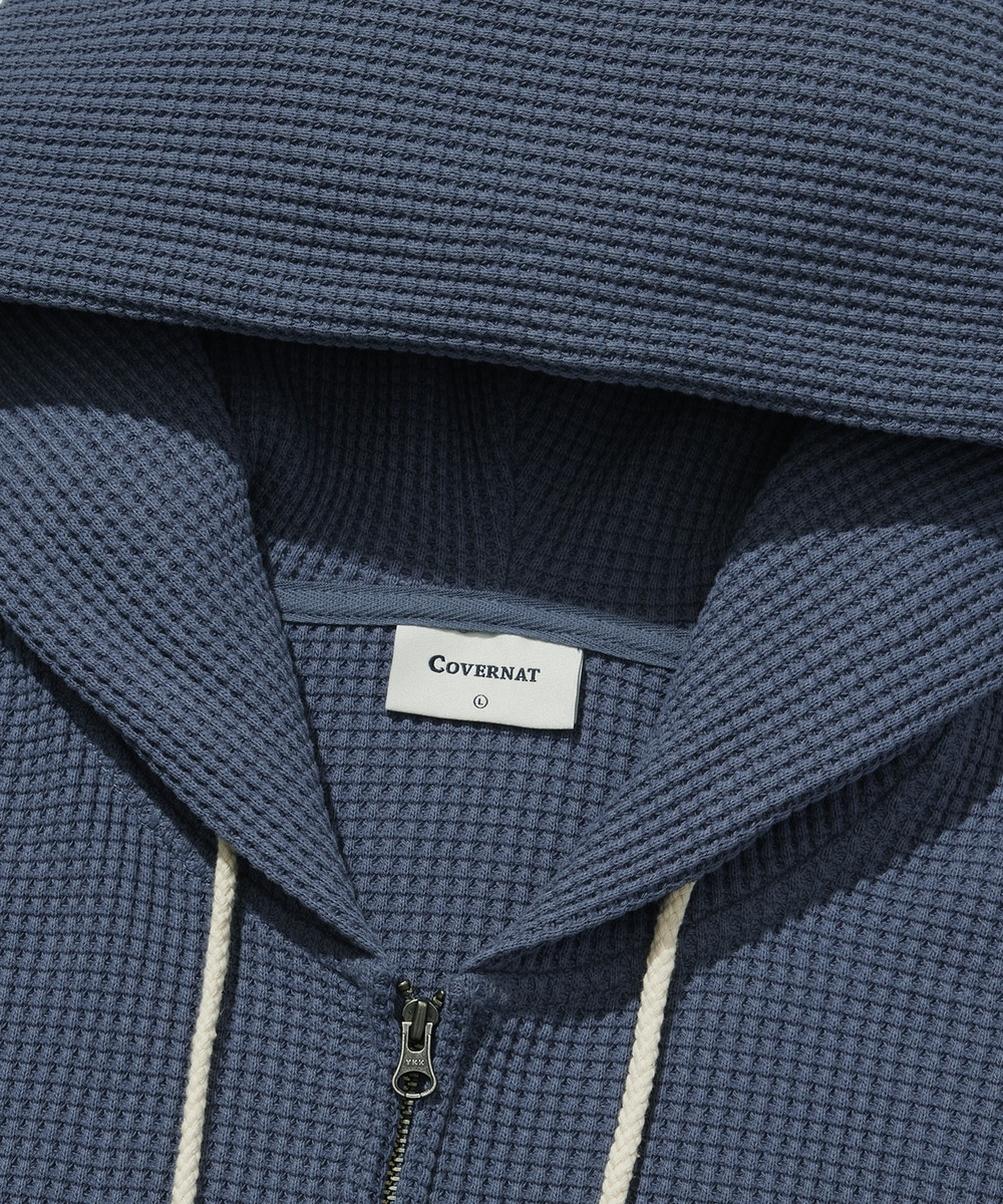 Small Logo Waffle Hoodie Blue