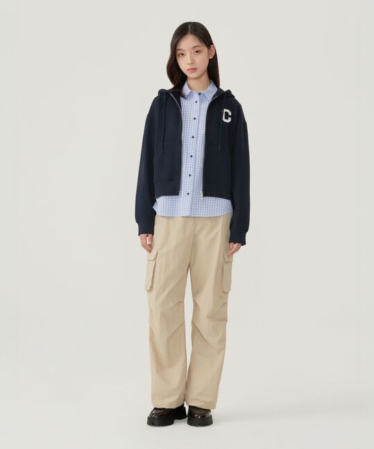 Women's C Logo Hooded Zip-Up Navy