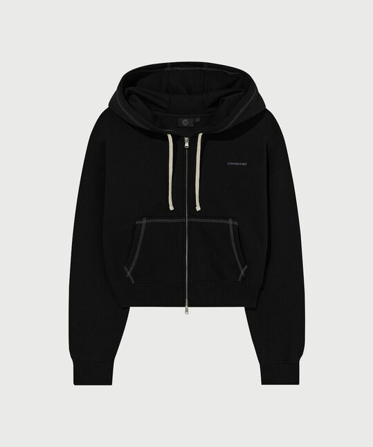 Women's Basic Hooded Zip-Up Black