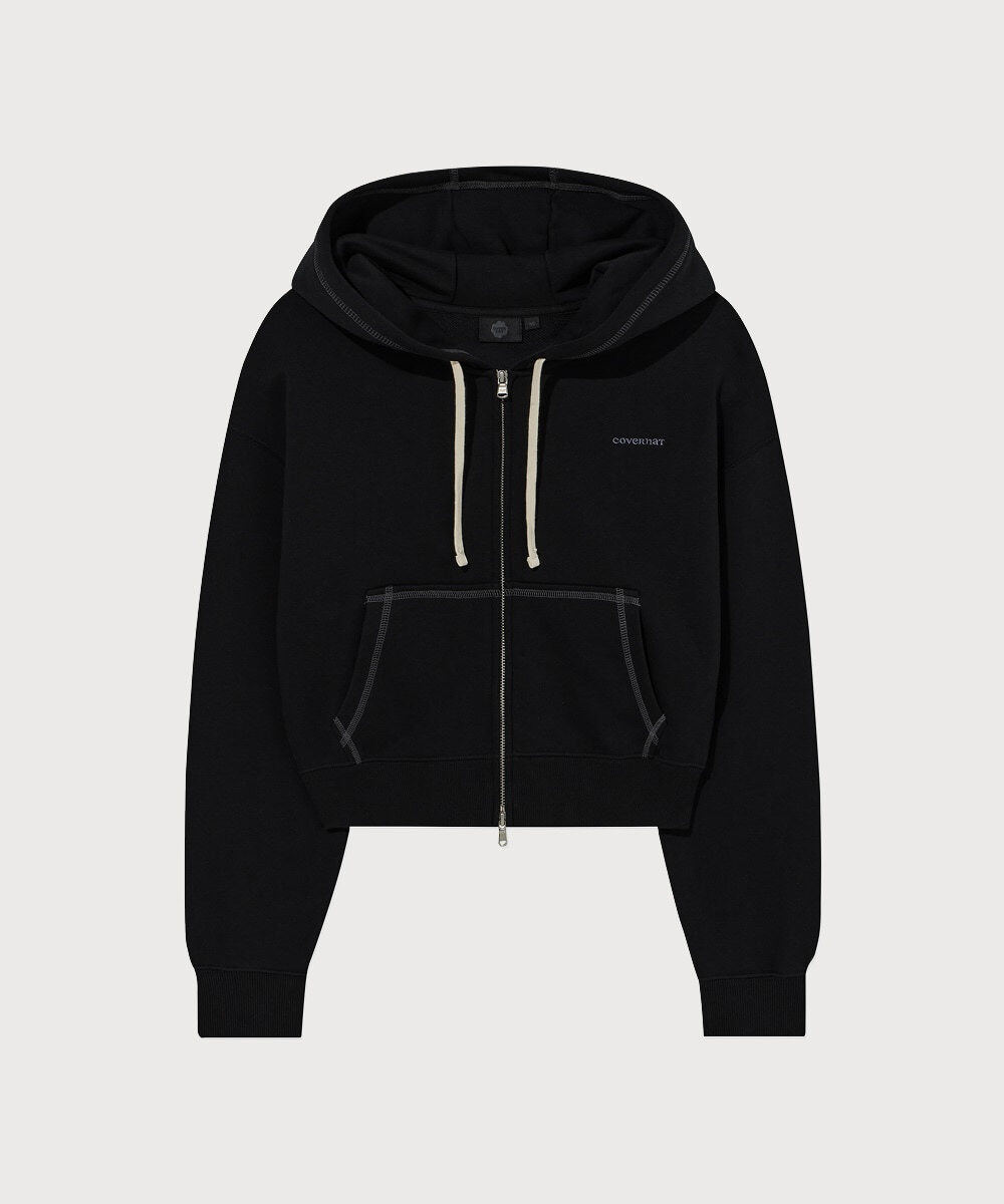 Women's Basic Hooded Zip-Up Black